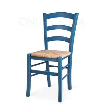 Blue chair in wood, newly renovated